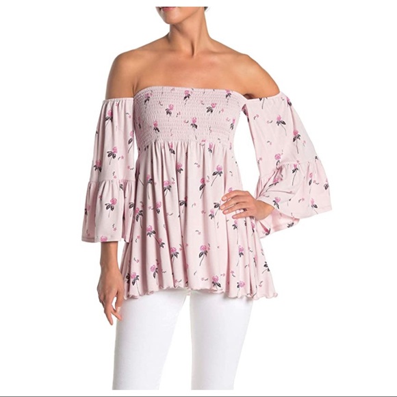 FREE PEOPLE BOHO FLOWY TUNIC TOP FLORAL BLOUSE A2C - Picture 2 of 16